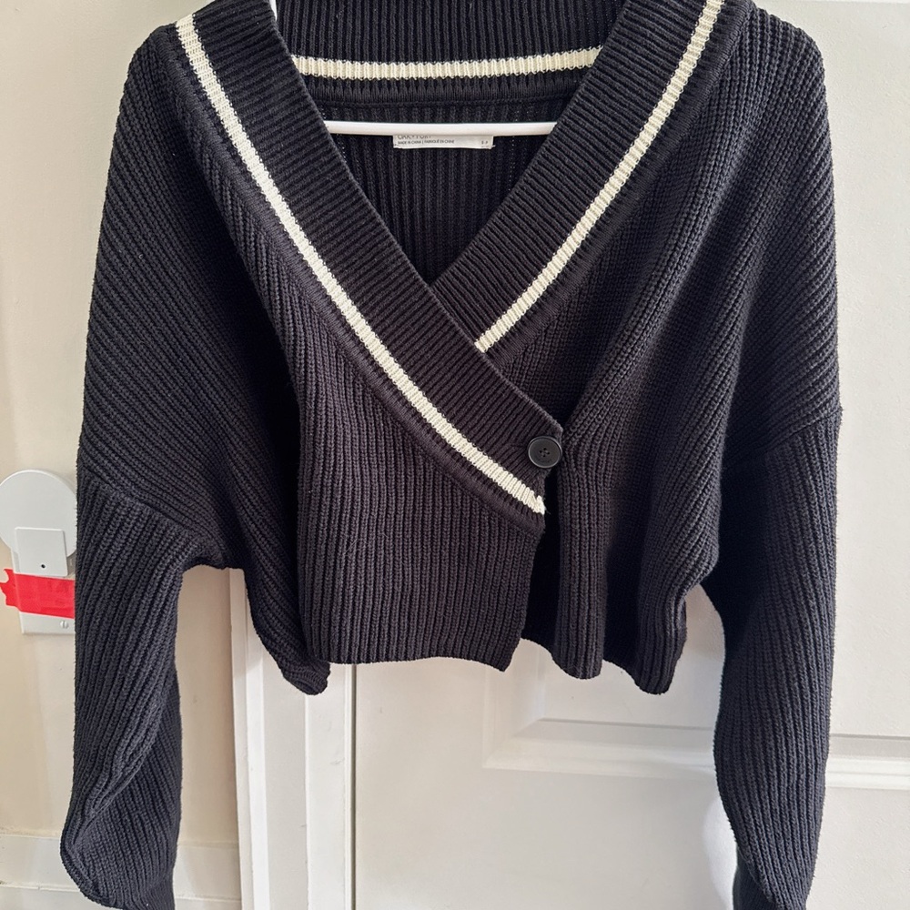 OAK + FORT Black Cardigan Wrap Sweater